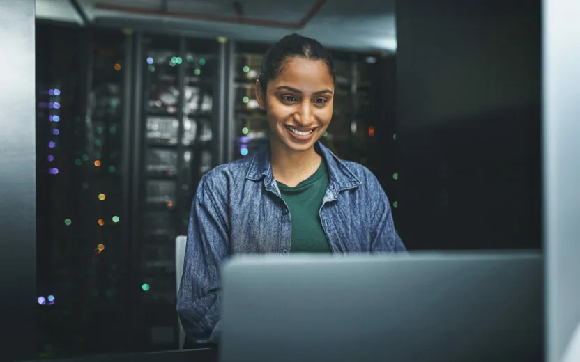 female-it-technician-in-a-server-room-using-laptop-1348968807 The art challenges the technology, and the technology inspires the art